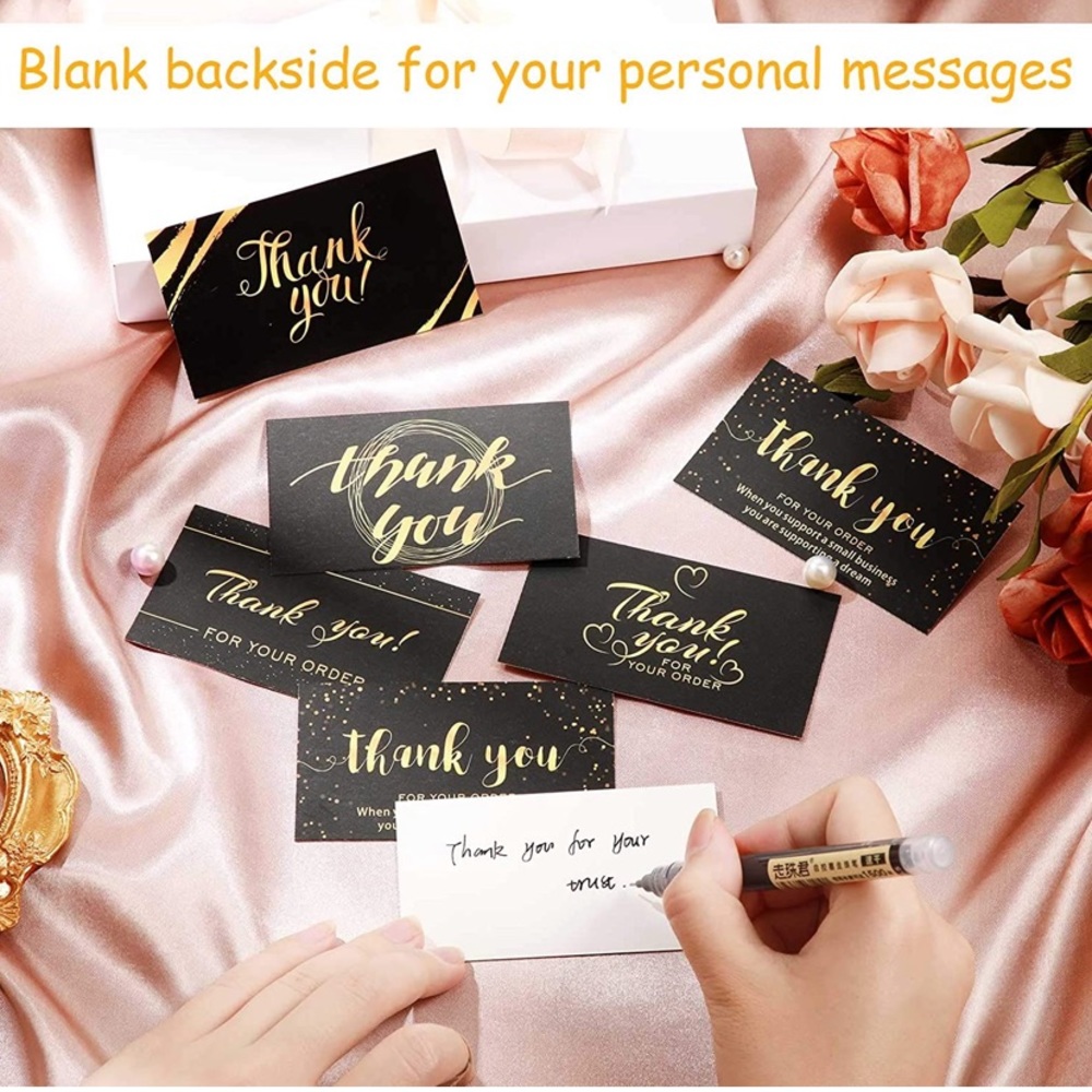 25 Premium Thank you cards- Black with gold - Picture 4 of 6